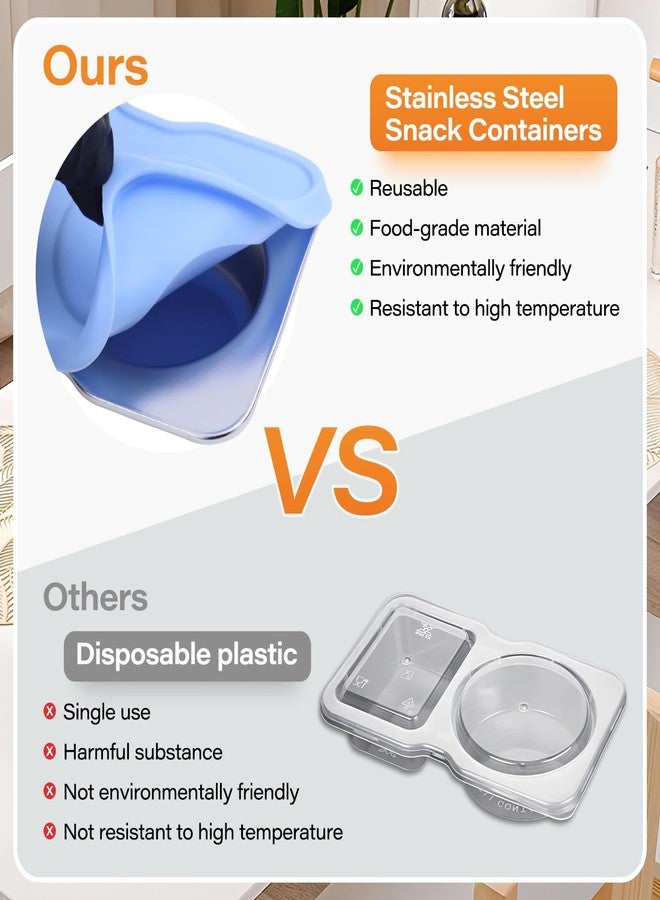 VKVXCLON 3 Pack Salad Dressing Containers,Double Compartment Small Condiment Containers with Silicone Cover,for Holding Salad,Sauce,Nuts, Leak-Proof Reusable Stainless Steel Container for Office,Picnic,Travel - Image 5